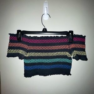 Off Shoulder Rainbow Crop Top